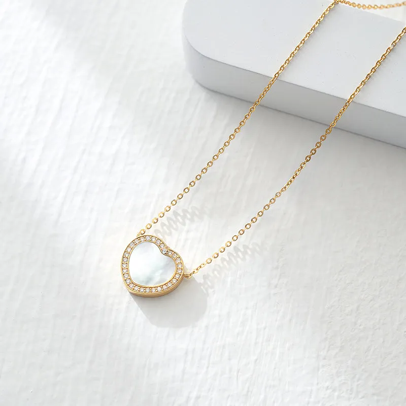 totwoo Memory Digital Locket Necklace (18K Gold Plated Silver & Mother of Pearl)