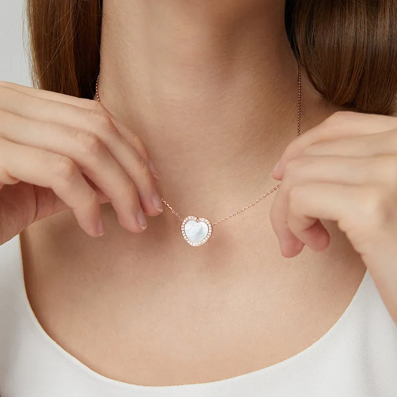 totwoo Memory Digital Locket Necklace (18K Gold Plated Silver & Mother of Pearl)